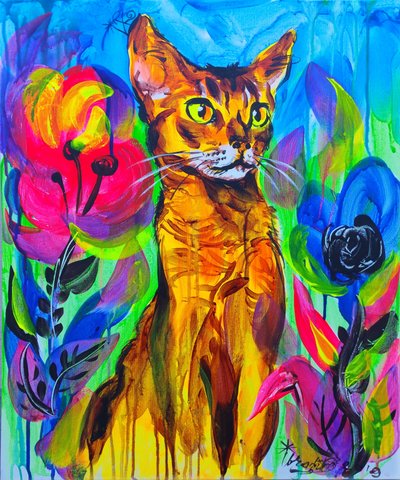 Gato-da-selva colorido de Kanat Ibragimov