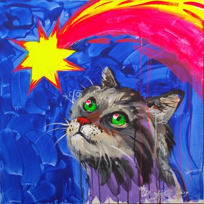 O Gato Curioso a Contemplar as Estrelas de Kanat Ibragimov