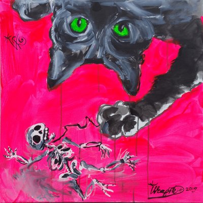 Gato Monstro e Boneco de Esqueleto de Kanat Ibragimov
