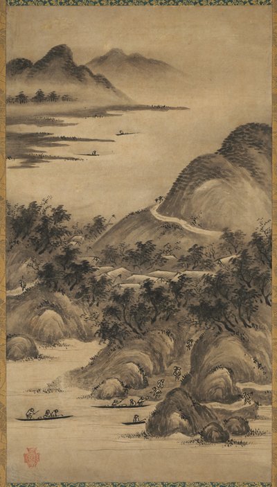 Paisagens sazonais, de meados a final de 1500. de Kano Hideyori