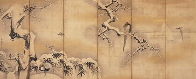 Aves na paisagem, primeira metade do século XVII de Kano Naonobu