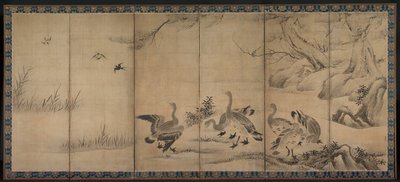 Gansos selvagens, entre o final do século 1500 e o início do século XVII. de Kano Sanraku