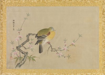 Álbum de cópias de pinturas chinesas, folha de álbum, (tinta e cor em seda) de Kano Tsunenobu