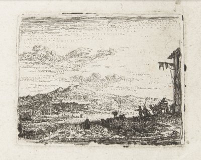 Paisagem italiana com carroça na estalagem
Pequenas paisagens (título da série) de Karel Du Jardin