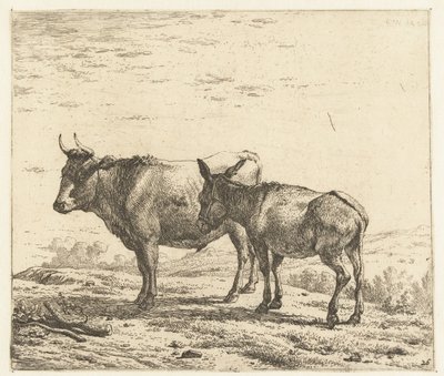 Boi e um burro de Karel Du Jardin