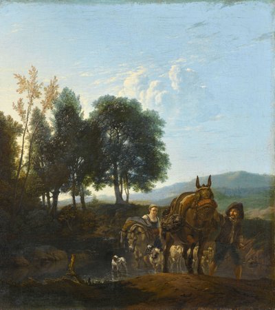 Paisagem com condutor de mulas de Karel Dujardin