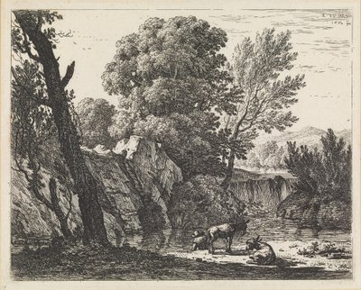 Paisagem com um homem e dois burros de Karel Dujardin