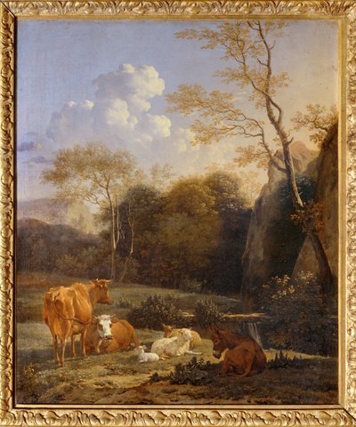 Le bocage, Vacas, burros e ovelhas junto a um riacho ... de Karel Dujardin