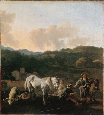 Camponeses e um cavalo branco de Karel Dujardin