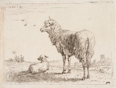 Ovelha com cordeiro de Karel Dujardin