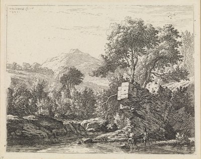 Dois homens junto a uma pedra na água de Karel Dujardin