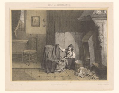 Interior com uma rapariga junto ao berço
Preocupações iniciais de Karel Frederik Bombled