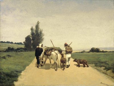 Família itinerante em uma estrada rural de Karel Frederik Bombled
