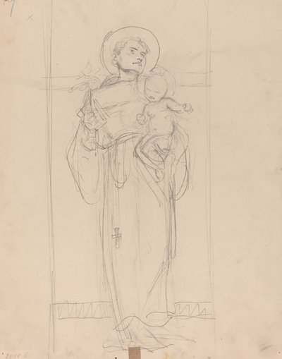 Santo em pé segurando o Menino Jesus de Karel Vitezslav Masek