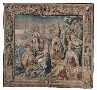António e Cleópatra (António apanha um peixe salgado); tapeçaria, data desconhecida (lã | lápis) de Karel van II Mander