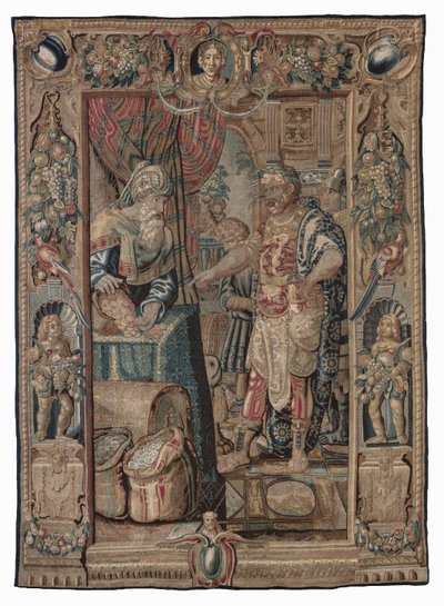 António e Cleópatra (António conquista Pelúsio); tapeçaria, data desconhecida (lã | lápis) de Karel van II Mander