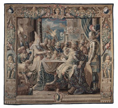 Cleópatra diverte António; tapeçaria, cerca de 1640 (lã e seda em ponto de tafetá com urdidura de lã) de Karel van II Mander