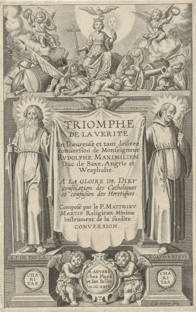 Página de rosto para: Triomphe de la Verite, 1624 de Karel van Mallery
