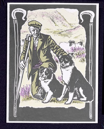 Pastor Laddie o the Hills, 1997 (linogravura no papel) de Karen Cater