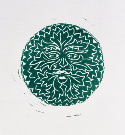 The Green Man, 1998 (linogravura e papel) de Karen Cater