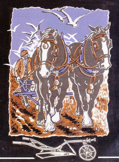 O Arado, 1997 (linogravura e wc no papel) de Karen Cater