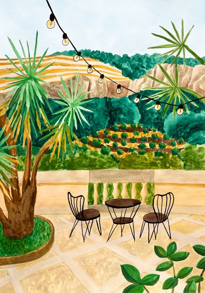 Vista exuberante para o pátio de Karen Menzenbach