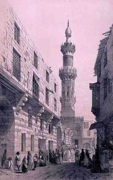 Cena de rua com uma procissão em progresso, Cairo (litho) de Karl (after) Bodmer