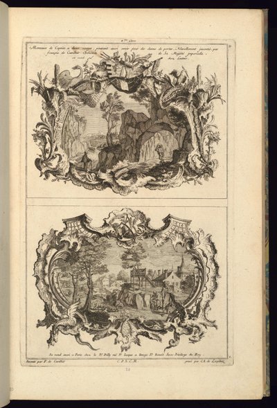 Impressão, Design para Dois Cartuchos, 1745 de Karl Albert von Lespilliez
