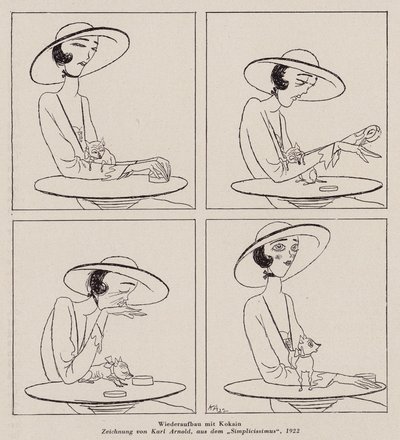 Mulher a tomar cocaína (litografia) de Karl Arnold