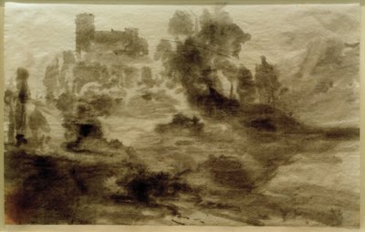 Paisagem com castelo (ou igreja) de Carl Blechen