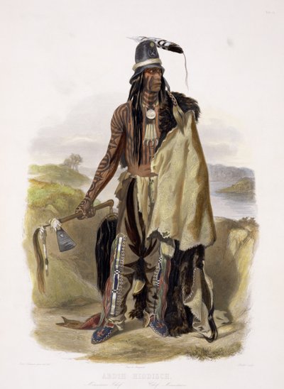 Abdih Hiddisch, um chefe de mineiro, placa 24 do volume 2 de &39;Viagens no interior da América do Norte&39;, gravada por Rollet, 1844 (aquatint) de Karl Bodmer