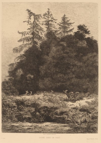 Gamo em um parque. de Karl Bodmer