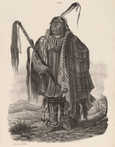 Ein Monitari Indianer, 1839. de Karl Bodmer