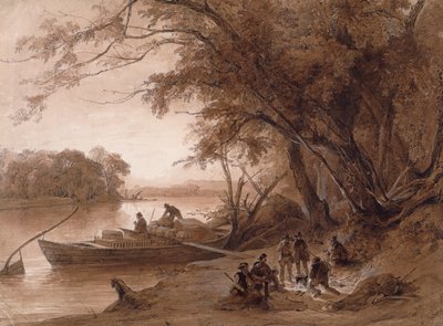 Acampamento dos viajantes no Missouri de Karl Bodmer