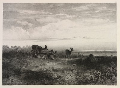 Paisagem com veados, c. 1840 de Karl Bodmer