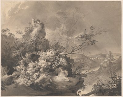 Torres em ruínas com vista para o Reno de Karl Bodmer