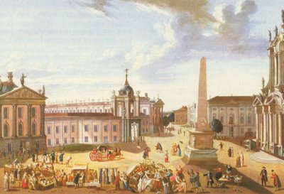 Mercado antigo de Potsdam com o Palácio da Cidade (com vista para a Schlossstrasse) de Karl Christian Wilhelm Baron