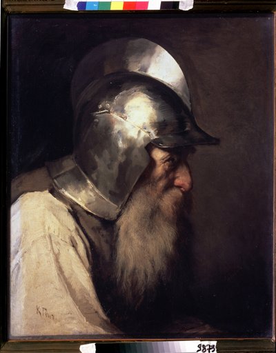 "Guerreiro da época das guerras religiosas e massacres de protestantes em França no século XVI" Pintura de Karl Gun (1830-1877) 1870 Galeria Estadual Tretyakov, Moscovo de Karl Fedorovic Gun