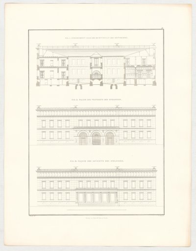 Vistas do Palácio de Krzescowice, folha 51 da série «Coleção de projetos arquitetónicos» de Karl Friedrich Schinkel