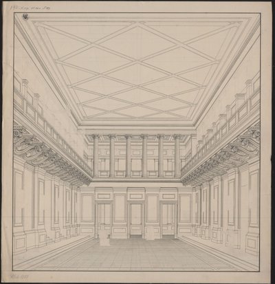 Berlim. Schauspielhaus no Gendarmenmarkt, sala de concertos. Vista de Karl Friedrich Schinkel