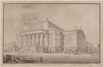 Berlim. Schauspielhaus na Gendarmenmarkt. Vista em perspetiva de Karl Friedrich Schinkel