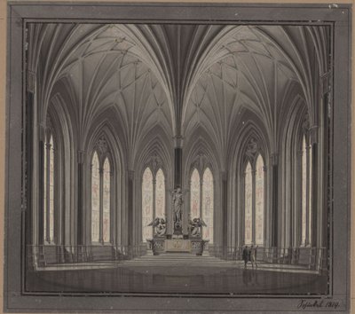 Berlim, Spittelmarkt. Projecto para a Igreja de Santa Gertrudes. Vista interior do coro de Karl Friedrich Schinkel