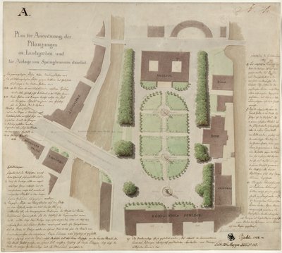 Berlim, Unter den Linden. Projecto para a organização do Lustgarten de Karl Friedrich Schinkel