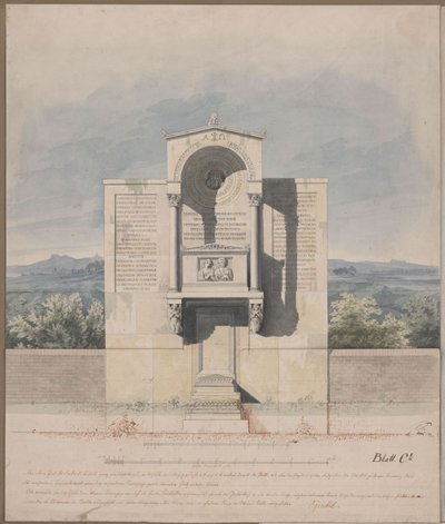 Bona. Projecto para o monumento funerário de Barthold Georg Niebuhr, com retrato em relevo do casal de Karl Friedrich Schinkel