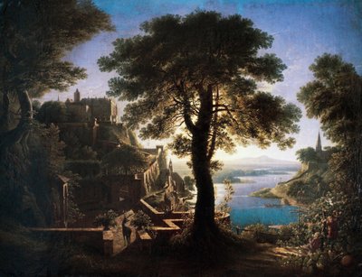 Castelo à beira rio de Karl Friedrich Schinkel
