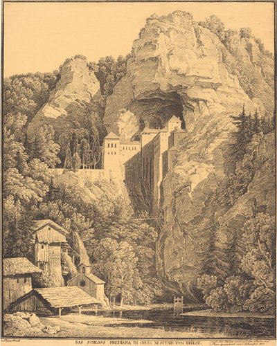 Castelo de Prediama em Crein XII hora: de Trieste (Castelo de Predjama em Carniola, doze horas de Trieste) de Karl Friedrich Schinkel