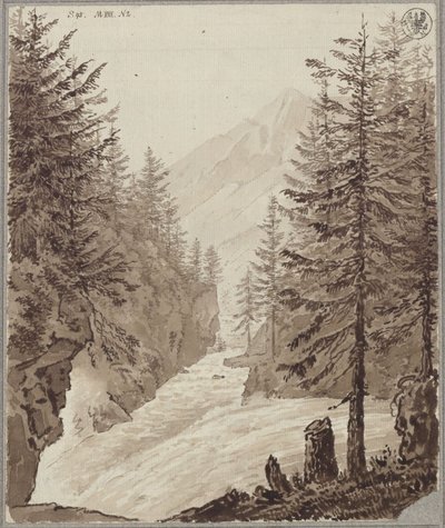 O passo de Klamm com o ribeiro Gasteiner Ache perto de Lend, na região de Salzburgo de Karl Friedrich Schinkel