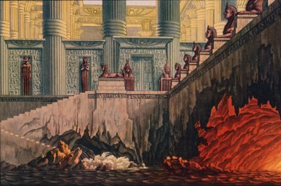 Design para uma produção da ópera de Mozarts Die Zauberflote A flauta mágica, 1816 de Karl Friedrich Schinkel