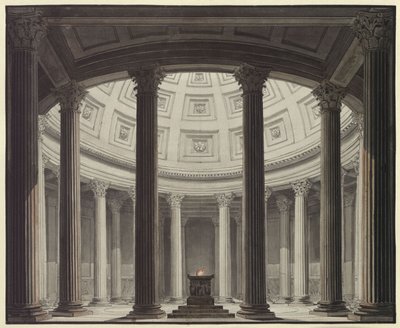 A vestal. Ópera de Gaspare Spontini. Esboço para a 2.ª decoração. Vista do interior do templo de Vesta de Karl Friedrich Schinkel