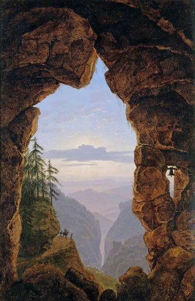 Portão nas rochas, 1818. de Karl Friedrich Schinkel